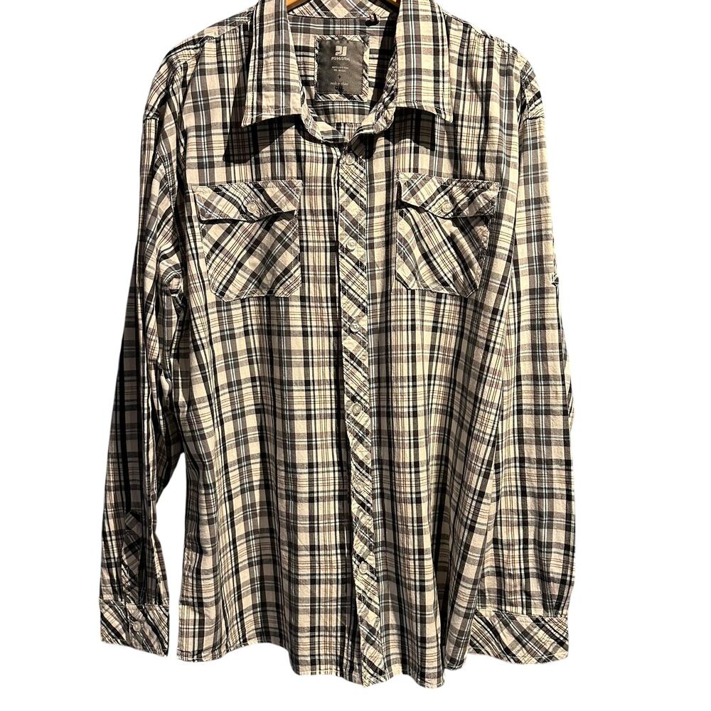 PJMark 2XL Long Sleeve Button Down plaid 100% Cotton Business Casual